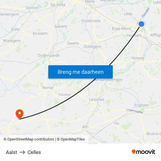 Aalst to Celles map