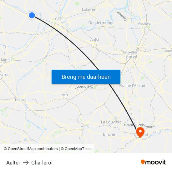 Aalter to Charleroi map