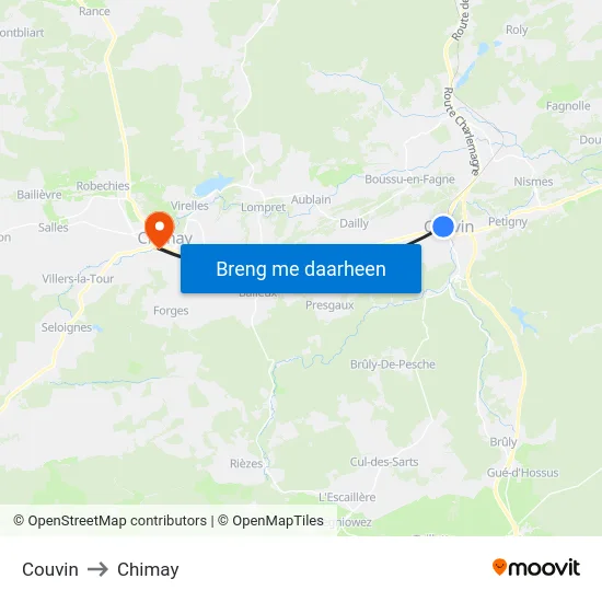 Couvin to Chimay map