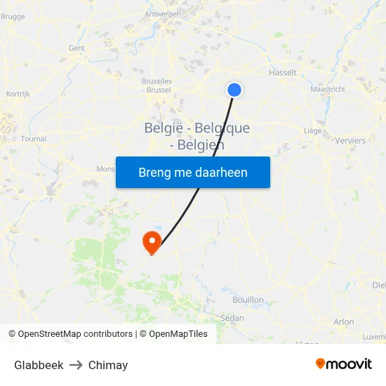 Glabbeek to Chimay map