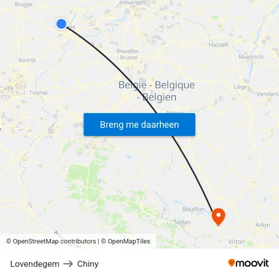 Lovendegem to Chiny map