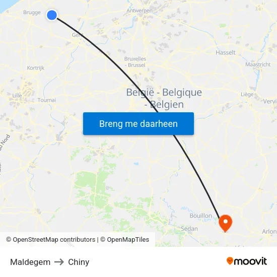 Maldegem to Chiny map