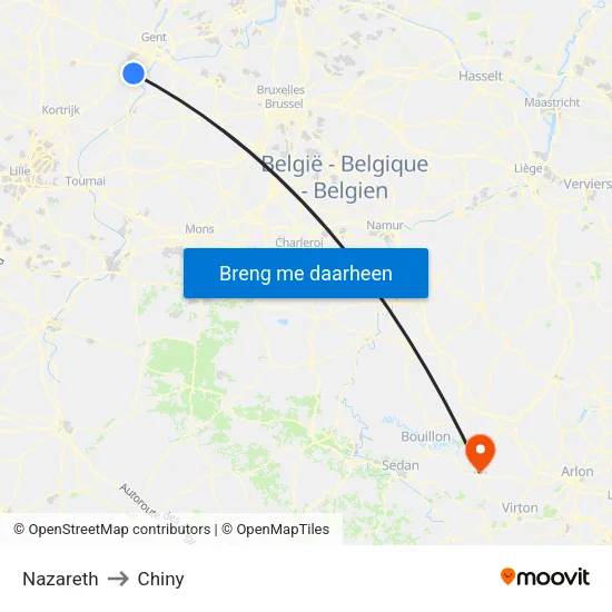 Nazareth to Chiny map