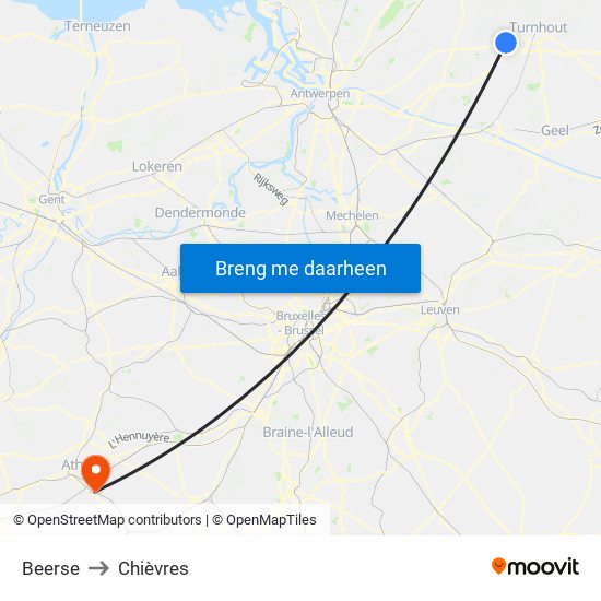 Beerse to Chièvres map