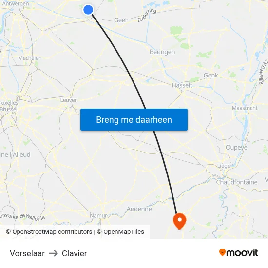 Vorselaar to Clavier map
