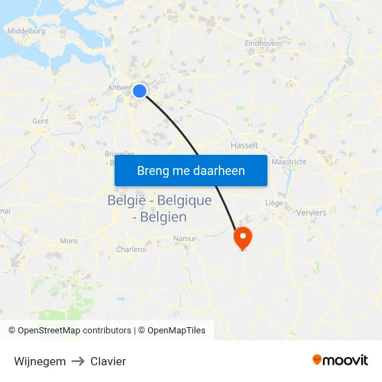 Wijnegem to Clavier map
