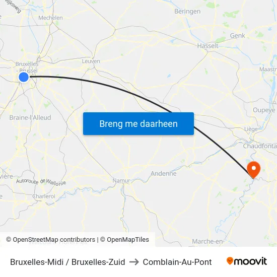 Bruxelles-Midi / Bruxelles-Zuid to Comblain-Au-Pont map