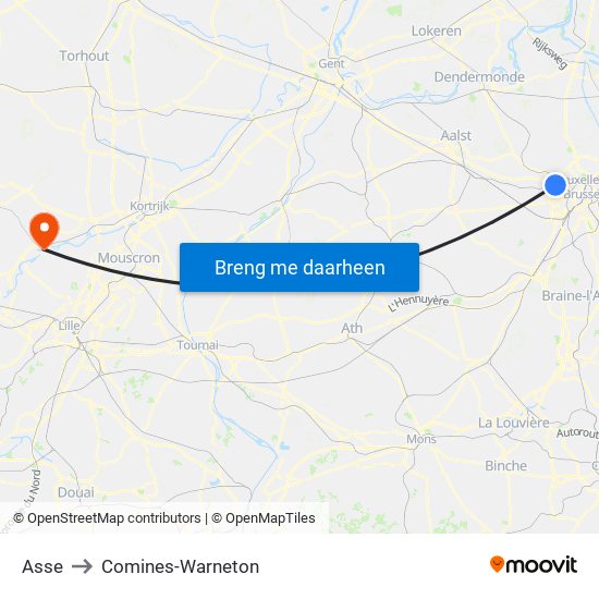 Asse to Comines-Warneton map