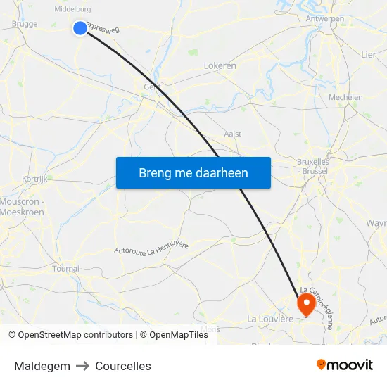 Maldegem to Courcelles map