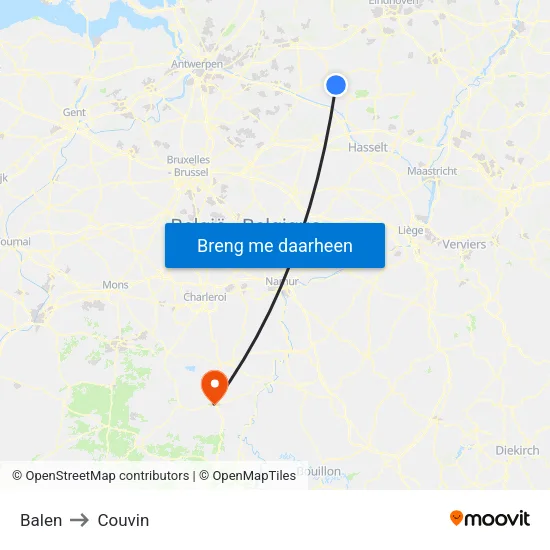 Balen to Couvin map