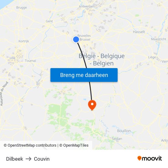 Dilbeek to Couvin map