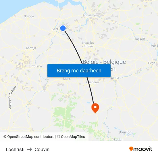 Lochristi to Couvin map