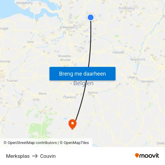 Merksplas to Couvin map