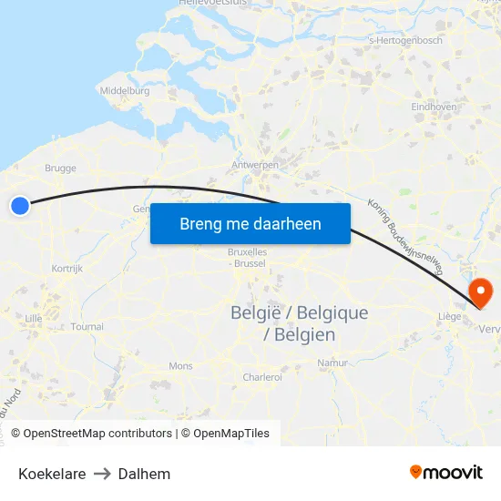 Koekelare to Dalhem map