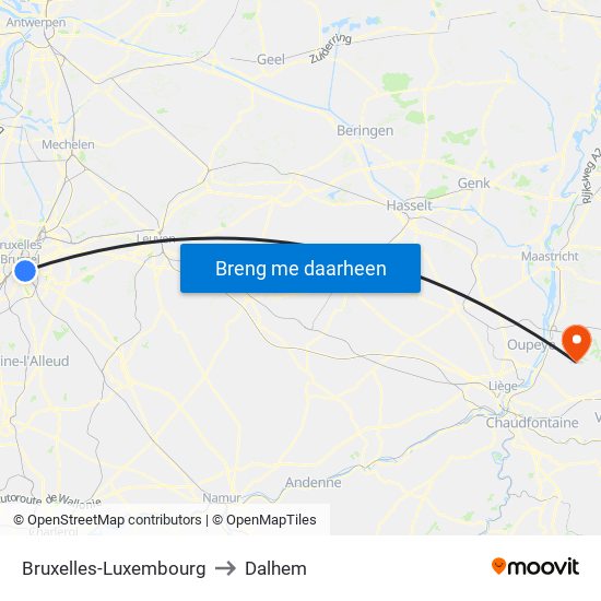 Bruxelles-Luxembourg to Dalhem map