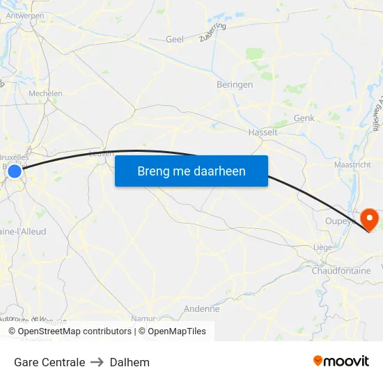 Gare Centrale to Dalhem map