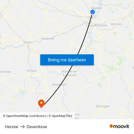 Herstal to Daverdisse map