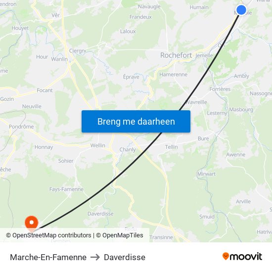 Marche-En-Famenne to Daverdisse map