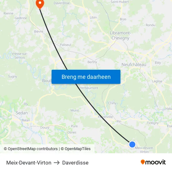 Meix-Devant-Virton to Daverdisse map