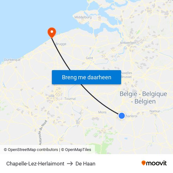 Chapelle-Lez-Herlaimont to De Haan map