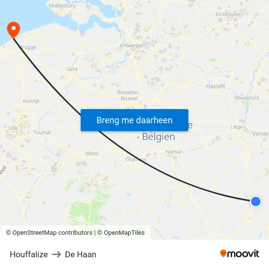 Houffalize to De Haan map