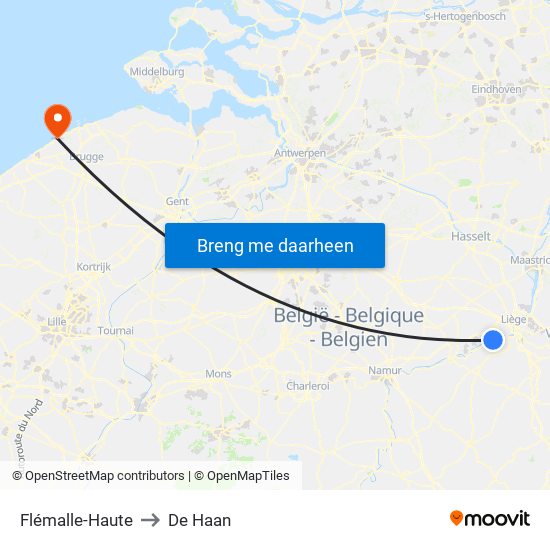 Flémalle-Haute to De Haan map