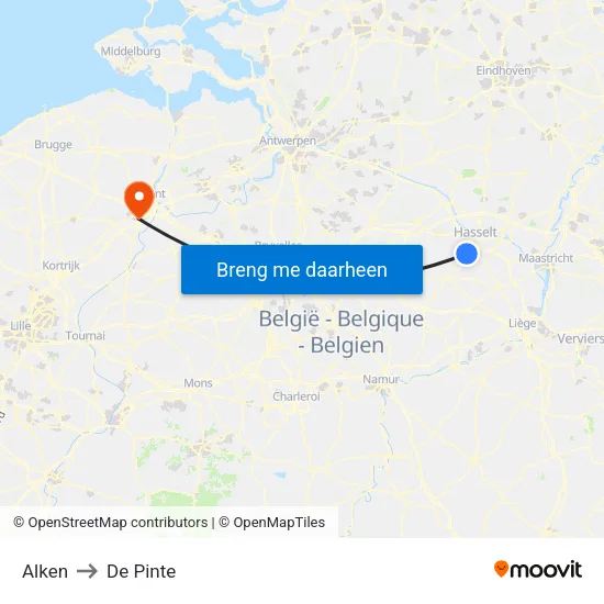 Alken to De Pinte map
