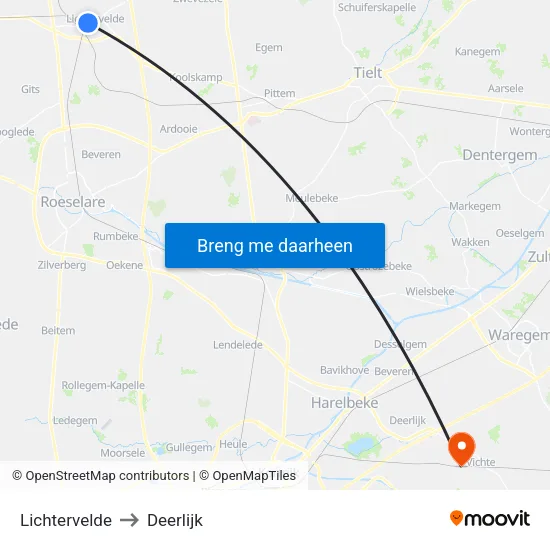 Lichtervelde to Deerlijk map