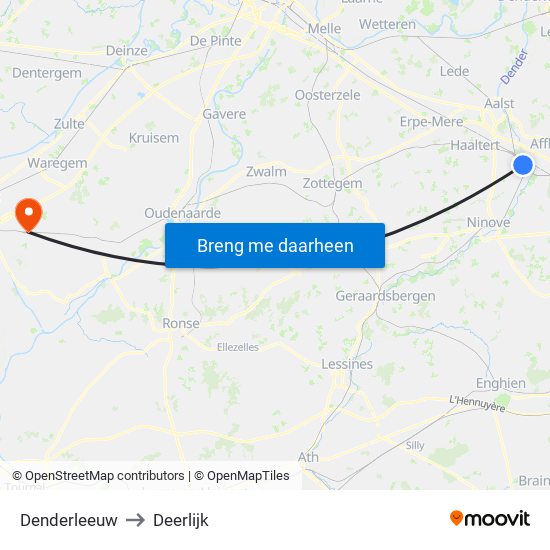 Denderleeuw to Deerlijk map