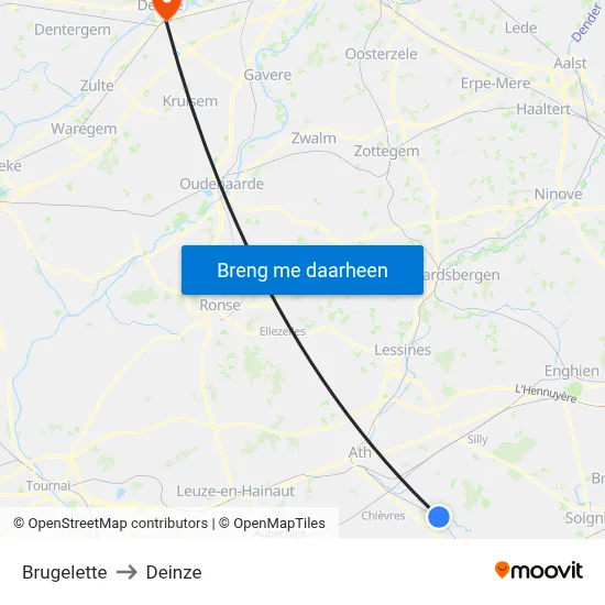 Brugelette to Deinze map