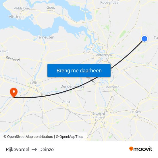 Rijkevorsel to Deinze map
