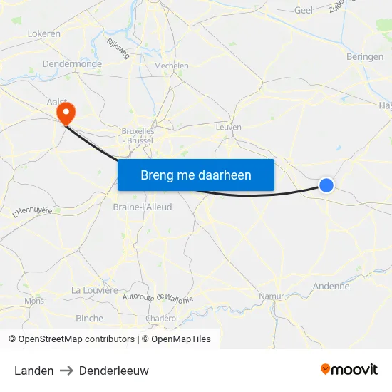 Landen to Denderleeuw map