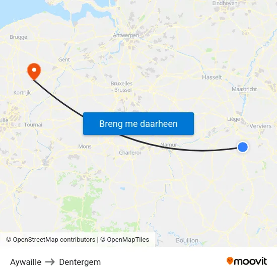 Aywaille to Dentergem map