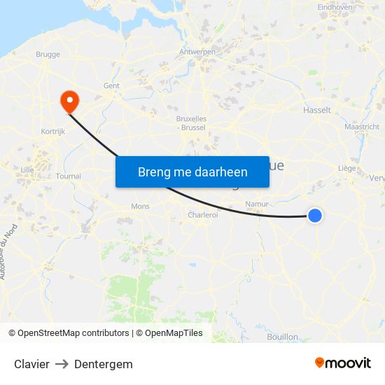 Clavier to Dentergem map