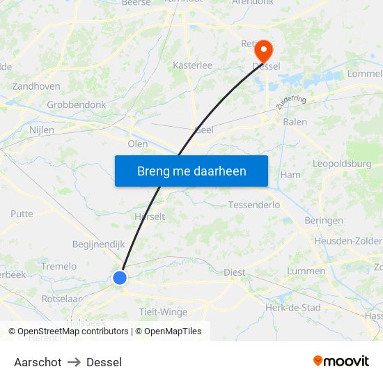 Aarschot to Dessel map