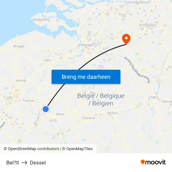 Bel?Il to Dessel map