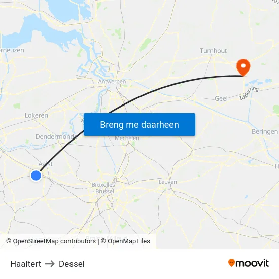 Haaltert to Dessel map