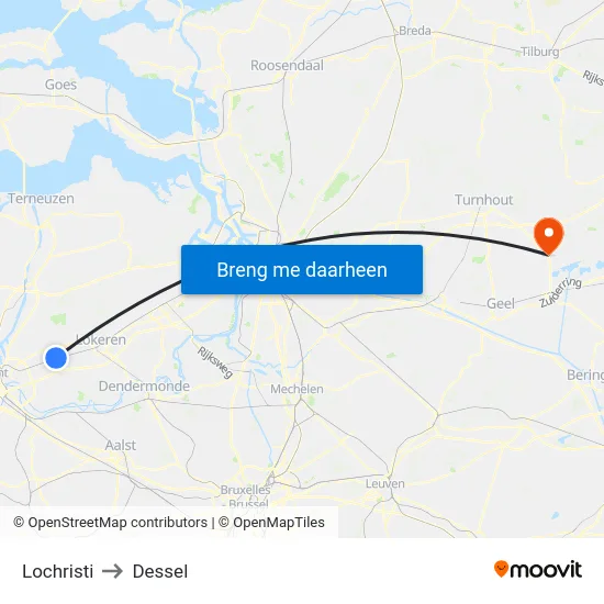 Lochristi to Dessel map