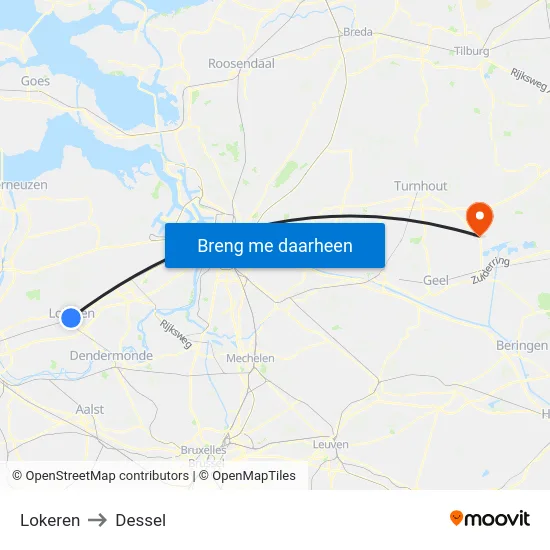 Lokeren to Dessel map