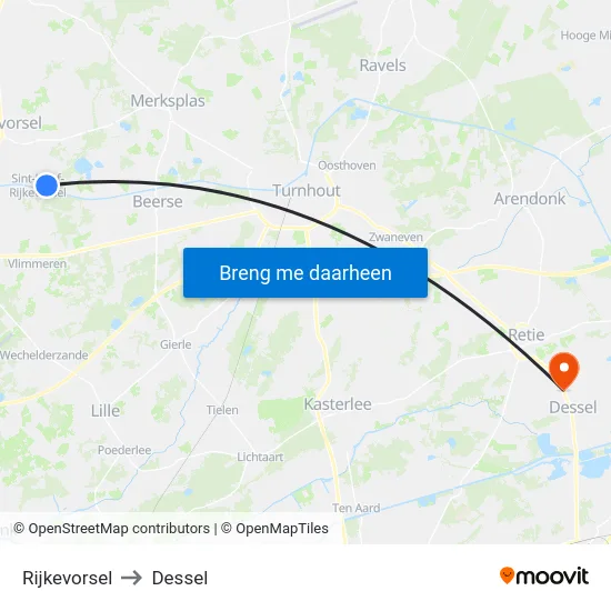 Rijkevorsel to Dessel map