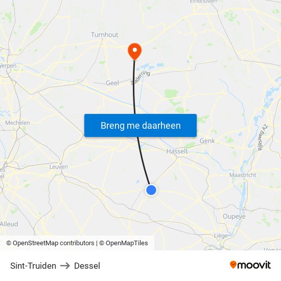 Sint-Truiden to Dessel map