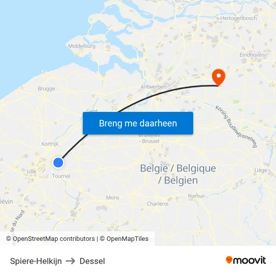 Spiere-Helkijn to Dessel map