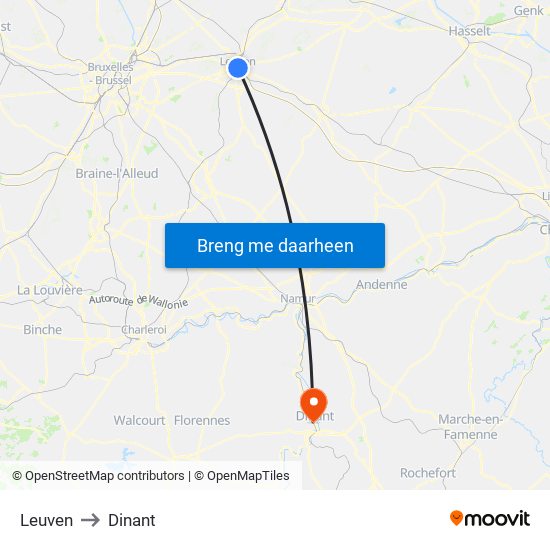 Leuven to Dinant map