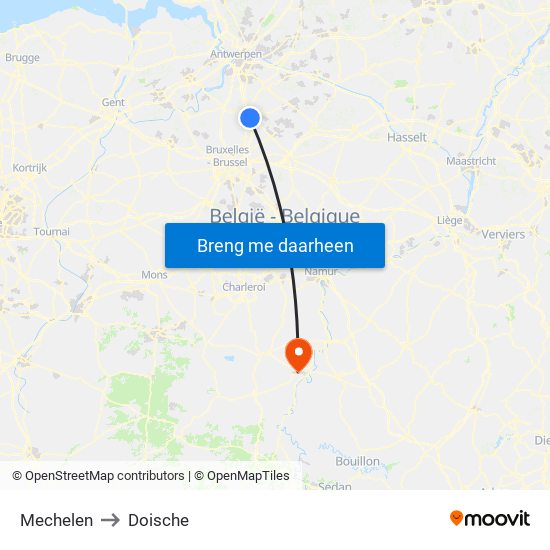 Mechelen to Doische map