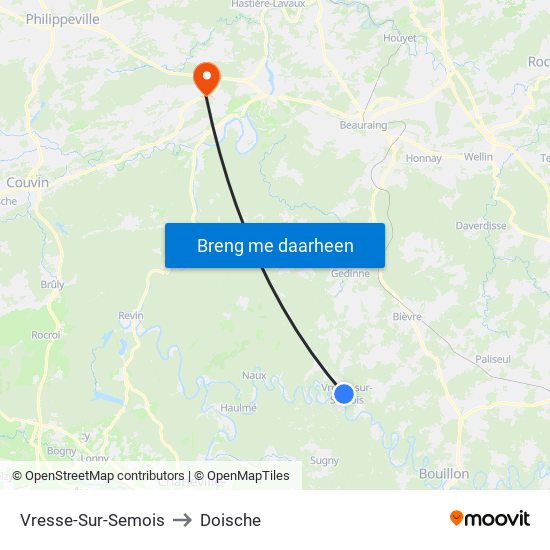 Vresse-Sur-Semois to Doische map