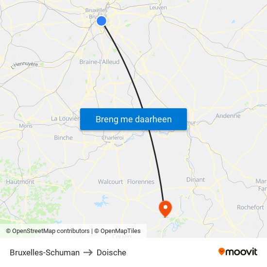 Bruxelles-Schuman to Doische map