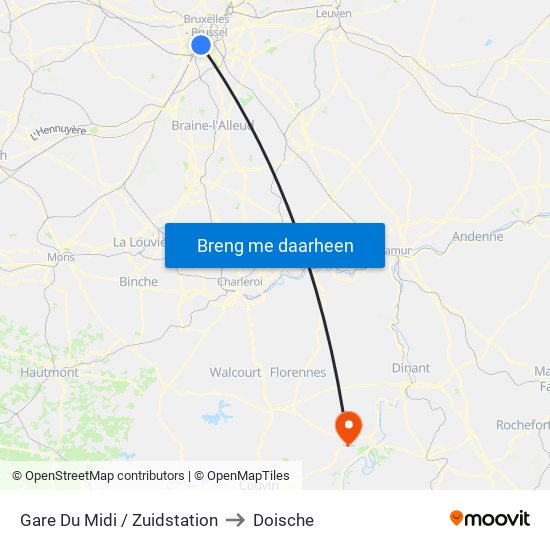 Gare Du Midi / Zuidstation to Doische map