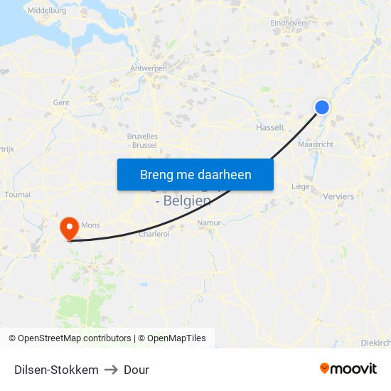 Dilsen-Stokkem to Dour map