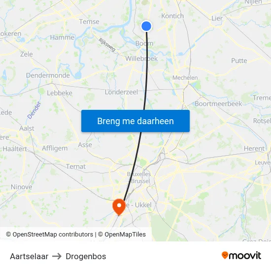 Aartselaar to Drogenbos map