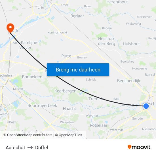 Aarschot to Duffel map